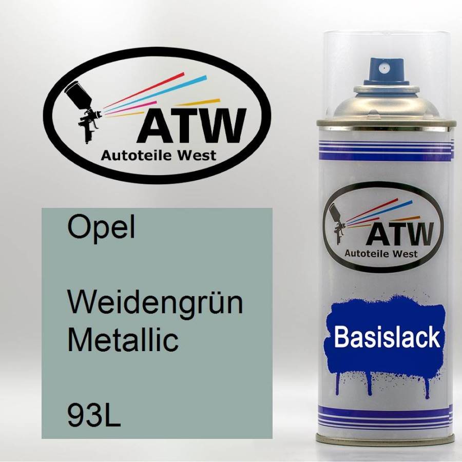 Opel, Weidengrün Metallic, 93L: 400ml Sprühdose, von ATW Autoteile West.